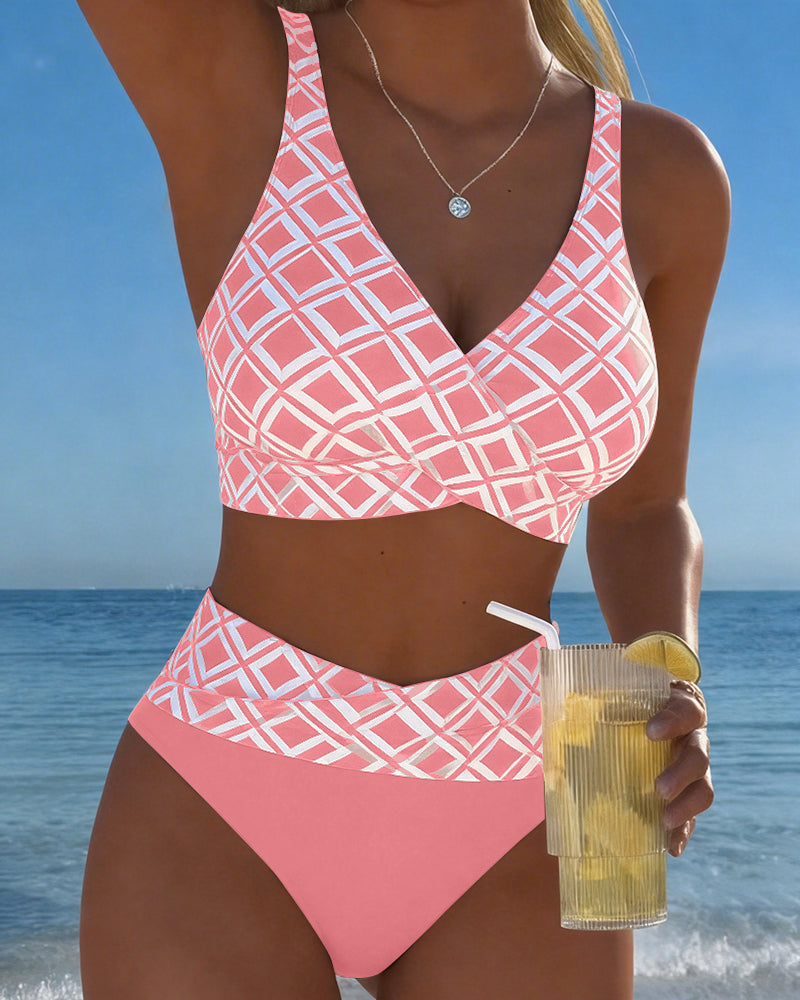 Nerida - Plaid High-Cut Bikini Set