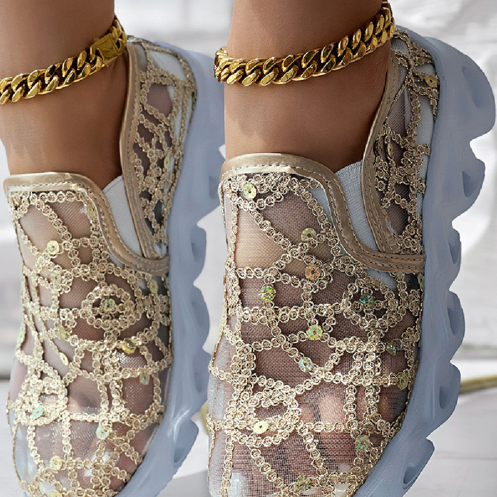 Elyra - Floral Lace Slip-On Trainers