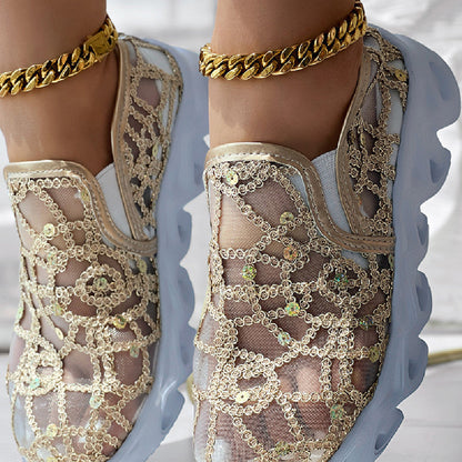 Elyra - Floral Lace Slip-On Trainers