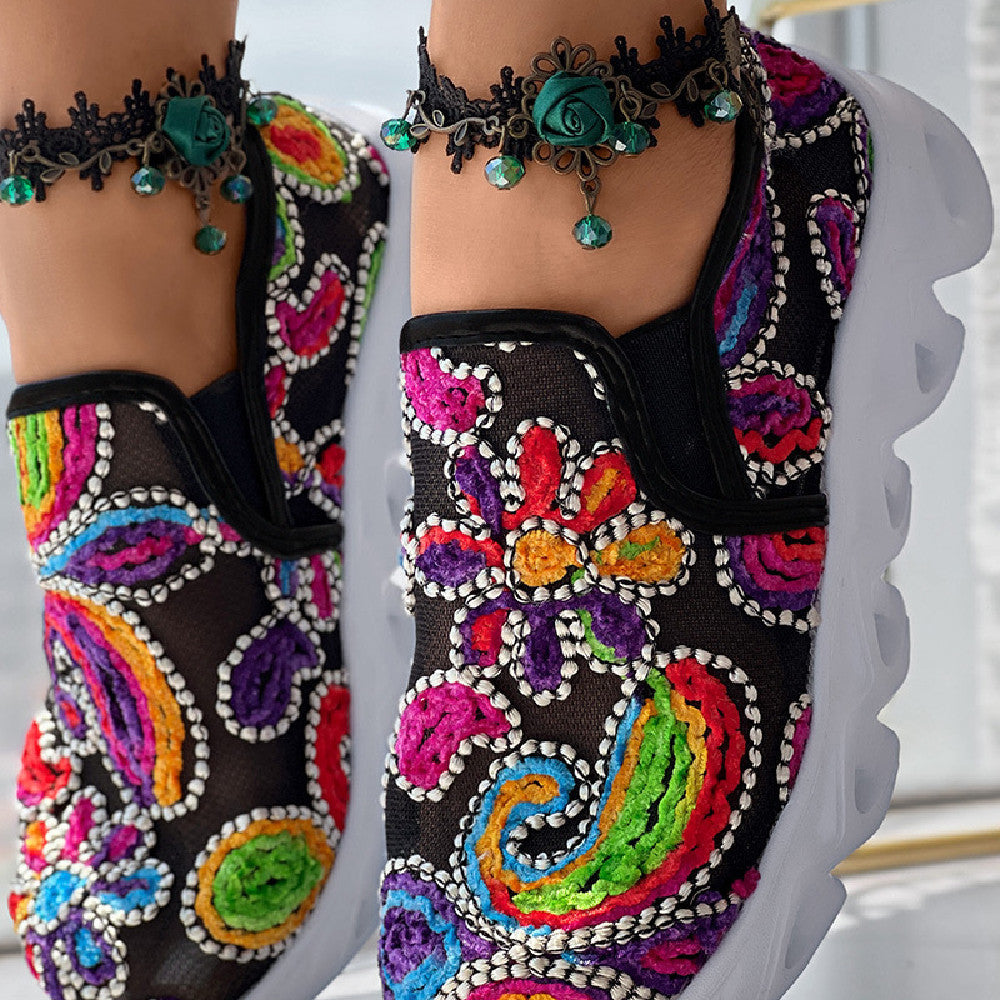 Elyra - Floral Lace Slip-On Trainers
