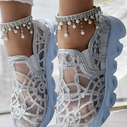 Elyra - Floral Lace Slip-On Trainers