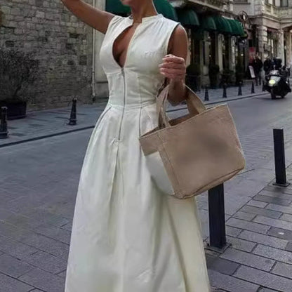 Lunelle - Structured-Collar Maxi Dress