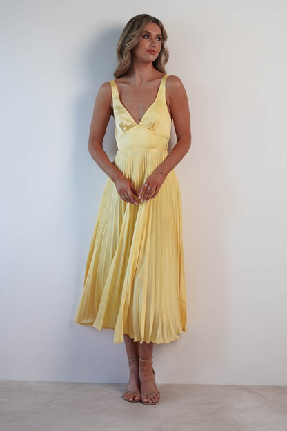 Malka - Pleated V-Neck Maxi Dress