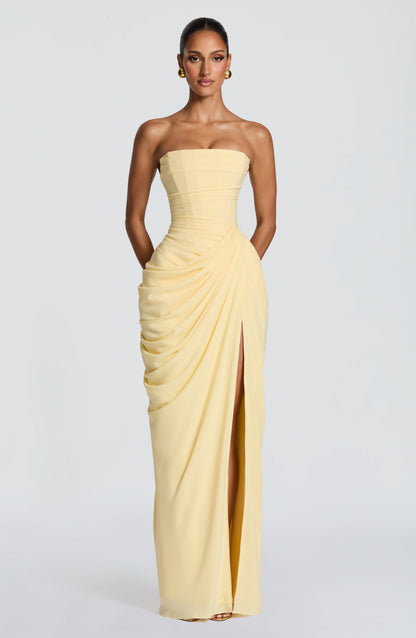 Lola - Corseted Strapless Maxi Dress