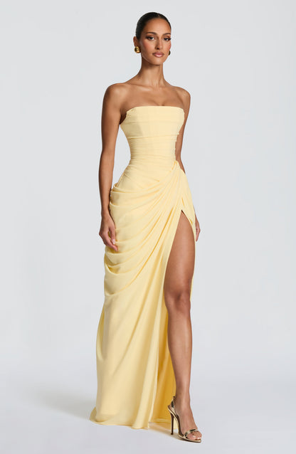 Lola - Corseted Strapless Maxi Dress