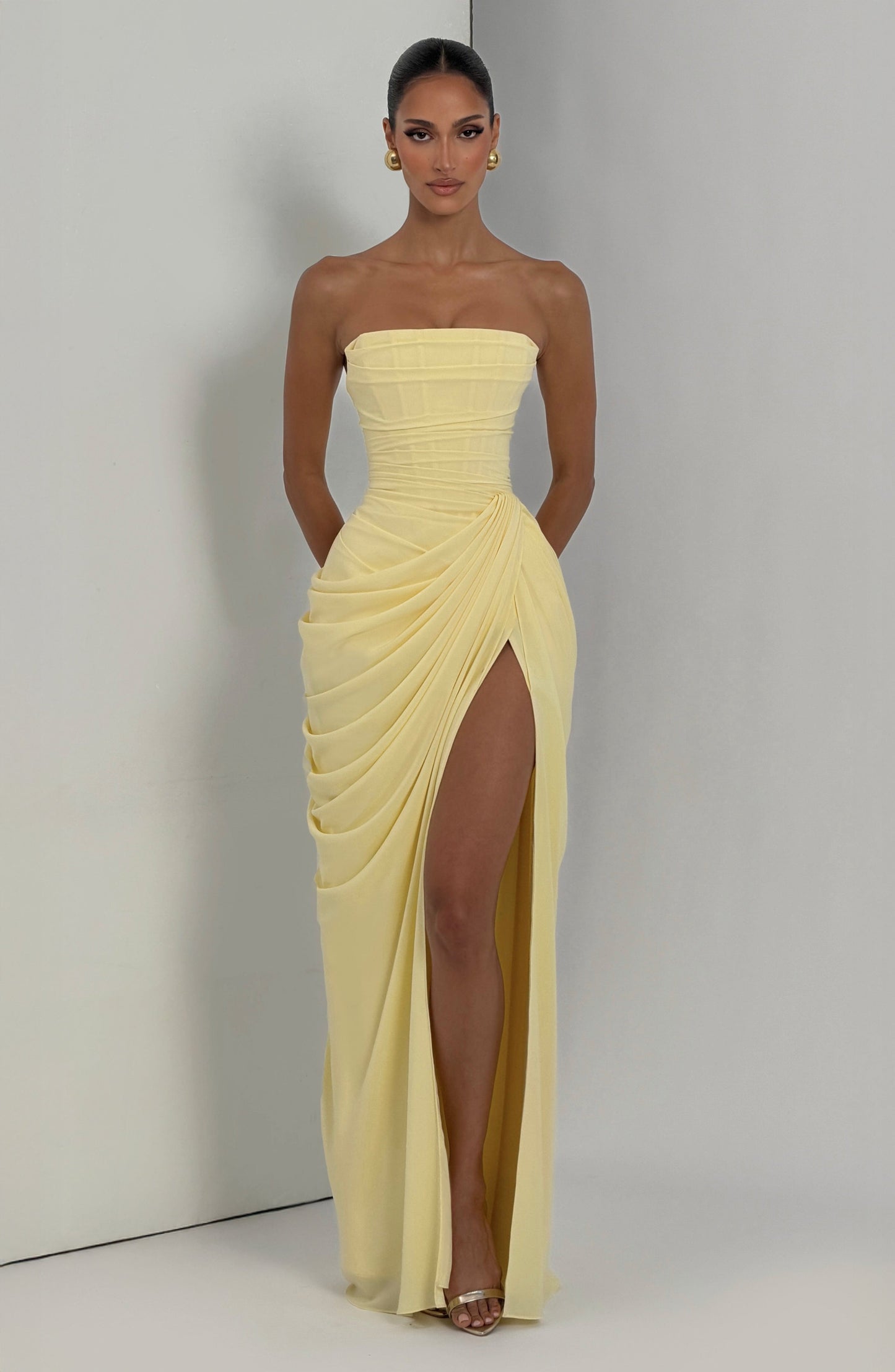 Lola - Corseted Strapless Maxi Dress