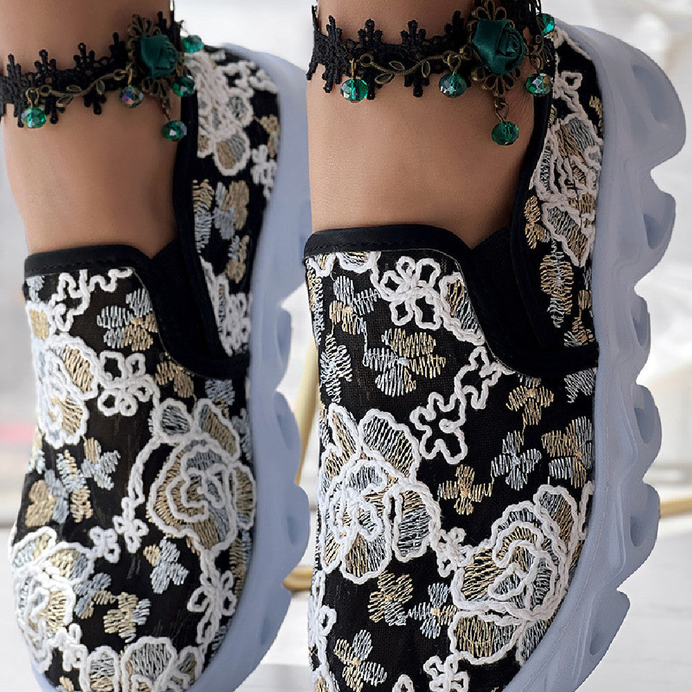 Elyra - Floral Lace Slip-On Trainers