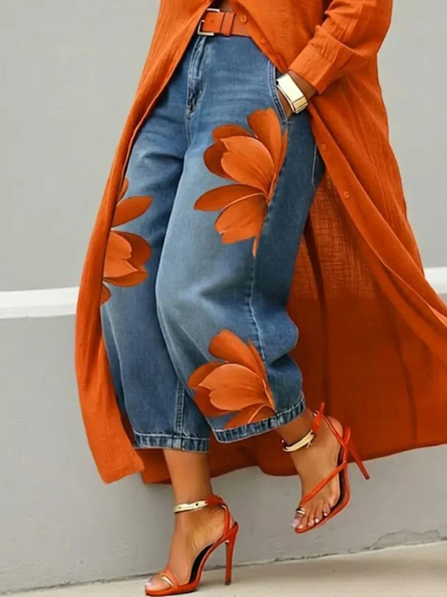 Belora - Embroidered Shirt and Wide-Leg Jeans