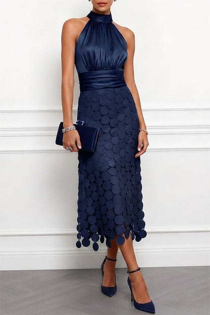 Audra - Satin-Finish Halter Midi Dress