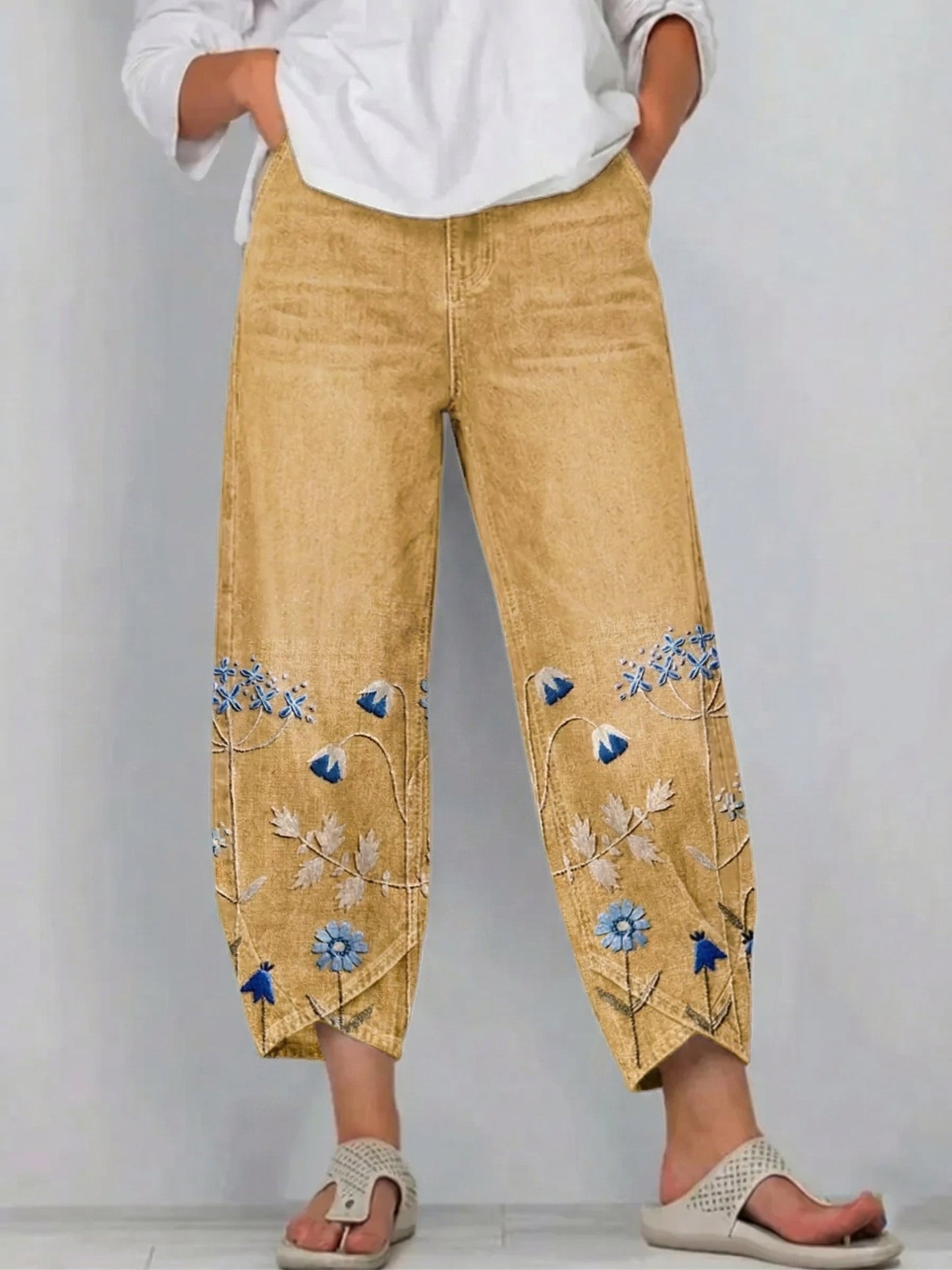 Margo - Embroidered Stretch-Cotton Trousers