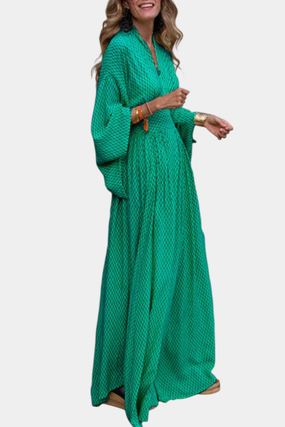 Avenna - Geometric V-Neck Maxi Dress