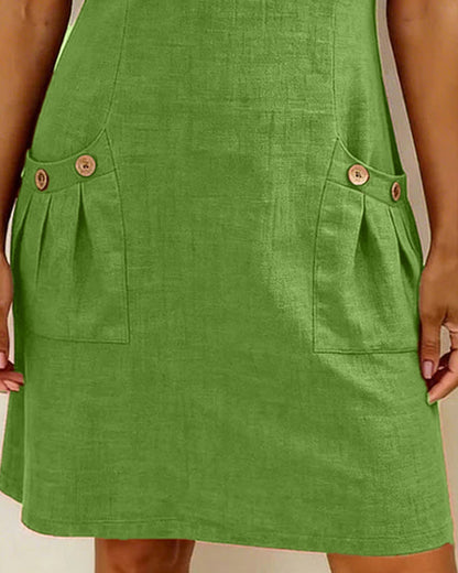 Adela - Cotton-Linen Zip-Pocket Dress