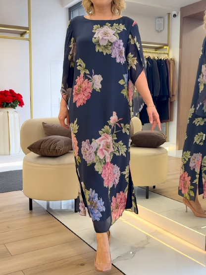Elaria - Floral Chiffon Maxi Dress