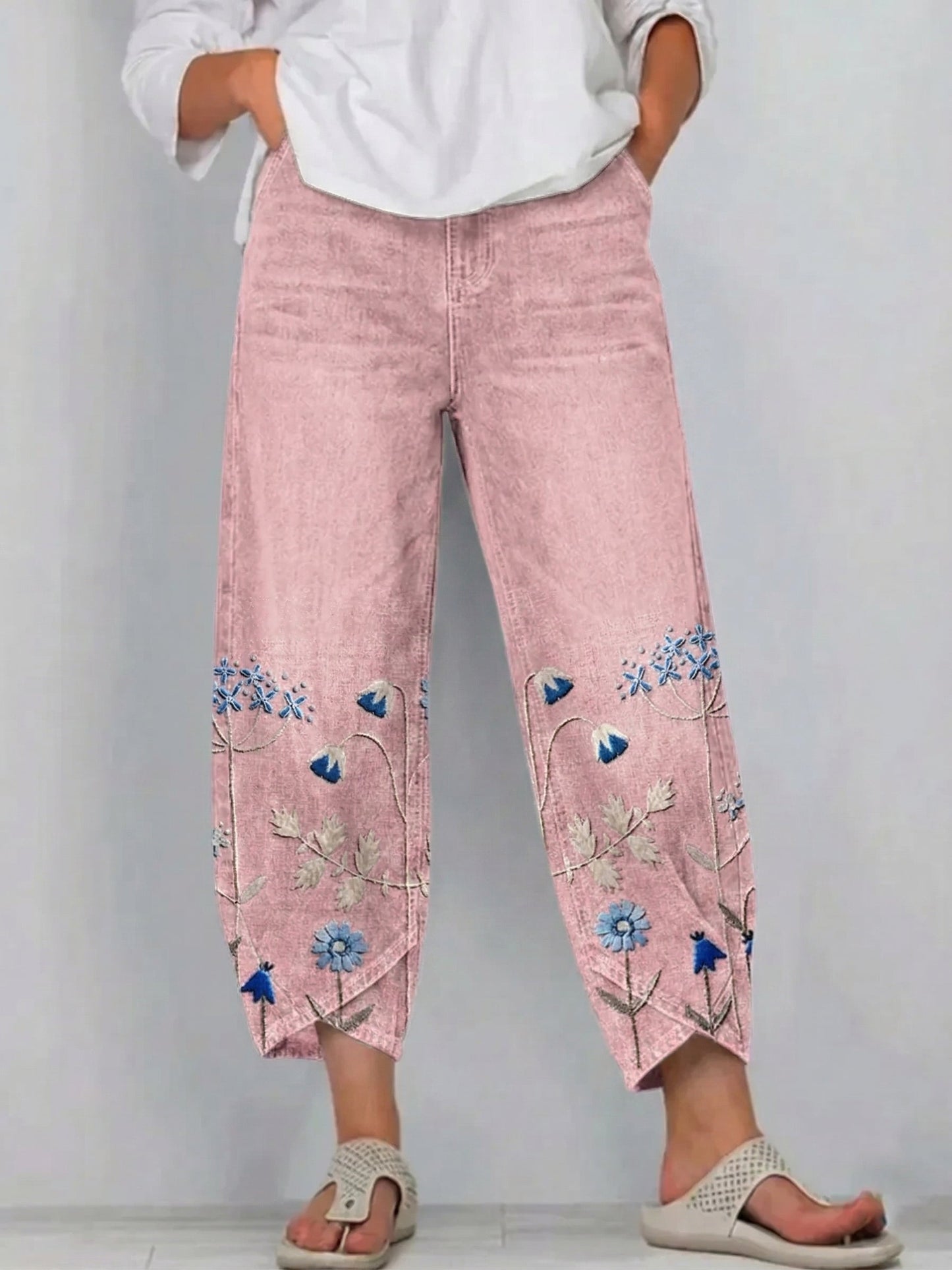 Margo - Embroidered Stretch-Cotton Trousers