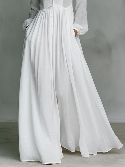 Solenne - Stand-Collar Patchwork Maxi Dress
