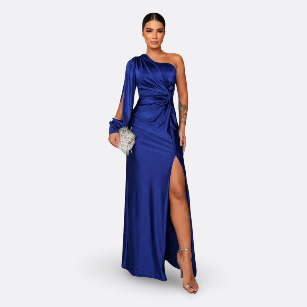 Luna - Draped Asymmetric Maxi Dress