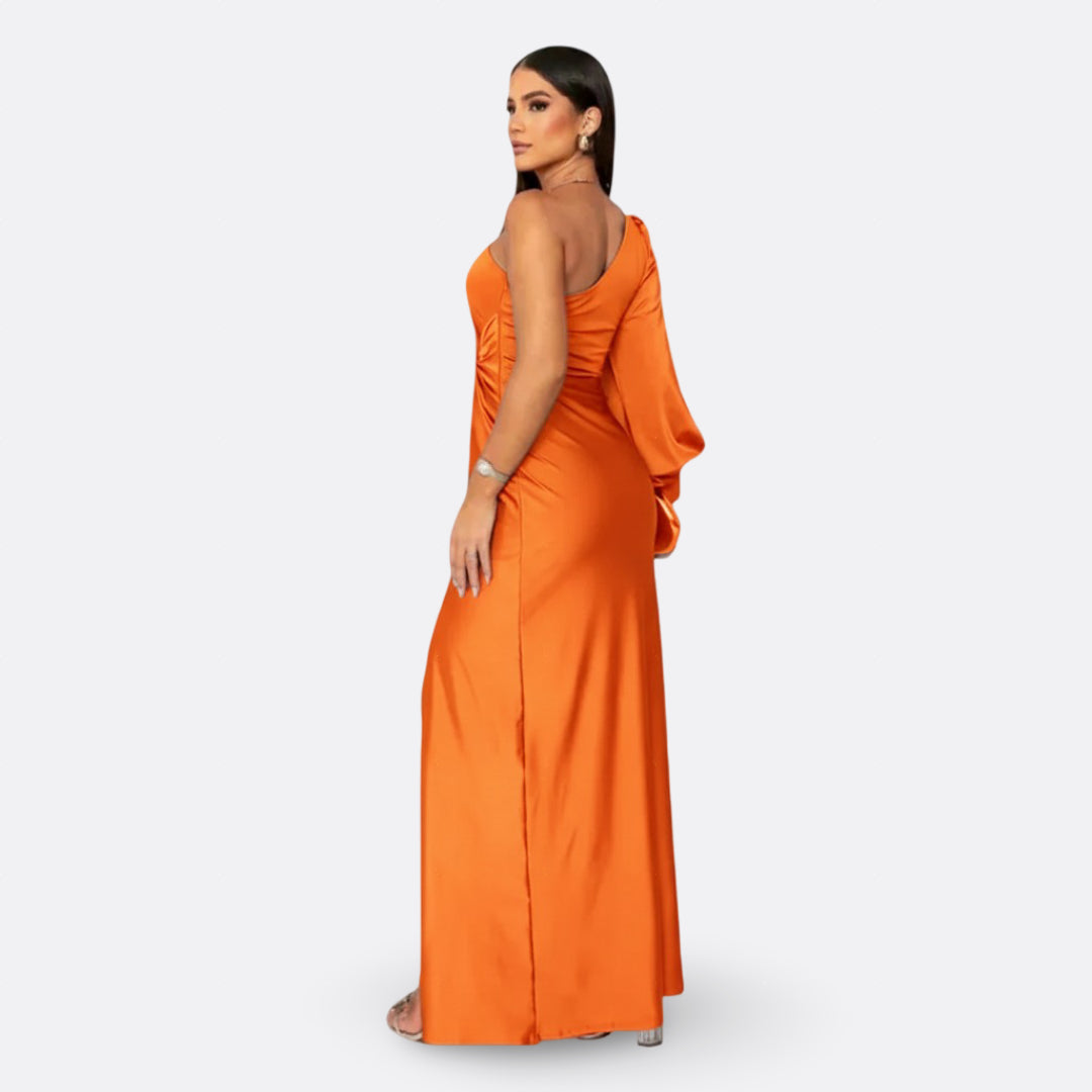Luna - Draped Asymmetric Maxi Dress