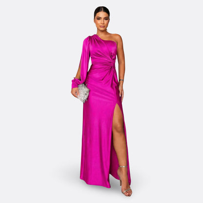 Luna - Draped Asymmetric Maxi Dress
