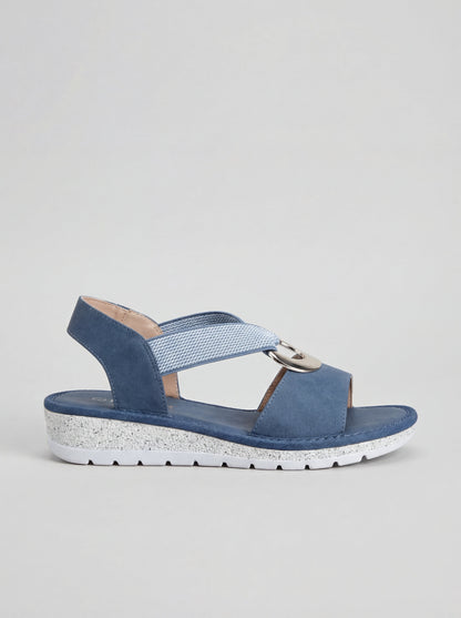 Aurene - Gold-Ring Cross-Strap Sandals