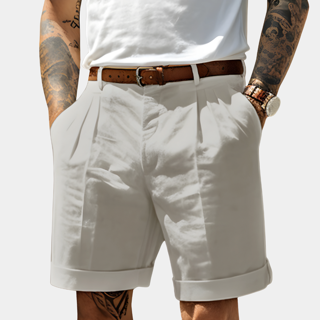 Kendrick - Pleated Cuffed Bermuda Shorts