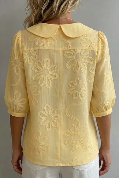 Jaclyn - Embroidered Rounded-Collar Blouse