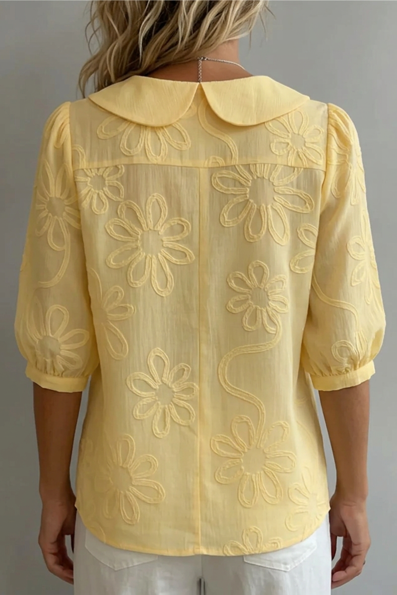 Yvette - Embroidered Round-Neck Blouse