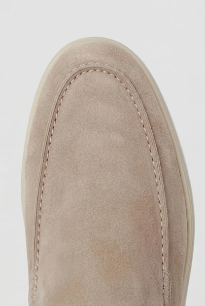 Vernon - Open-Back Beige Suede Mule