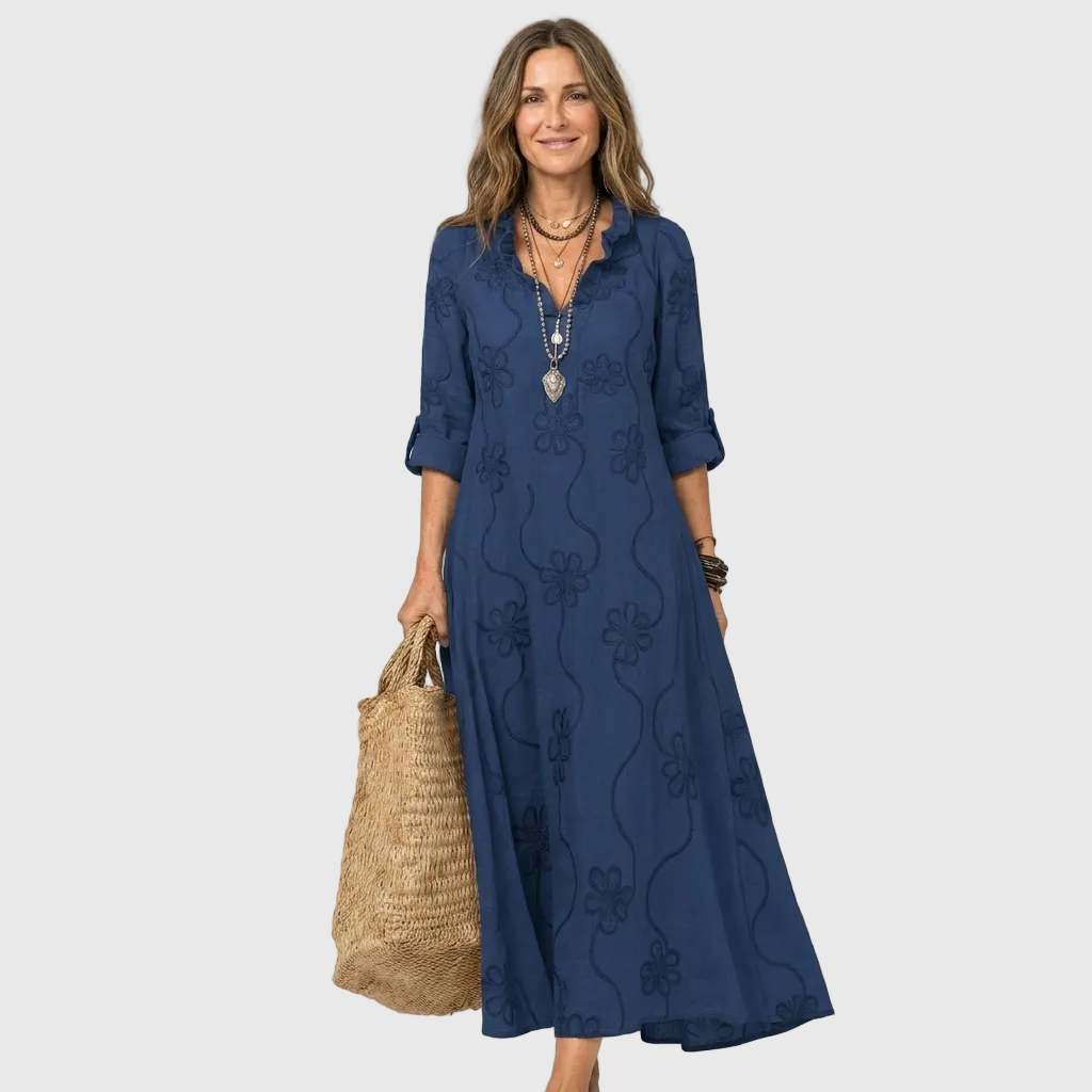Mariam - Tonal Floral Embroidered Maxi Dress