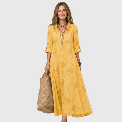 Mariam - Tonal Floral Embroidered Maxi Dress