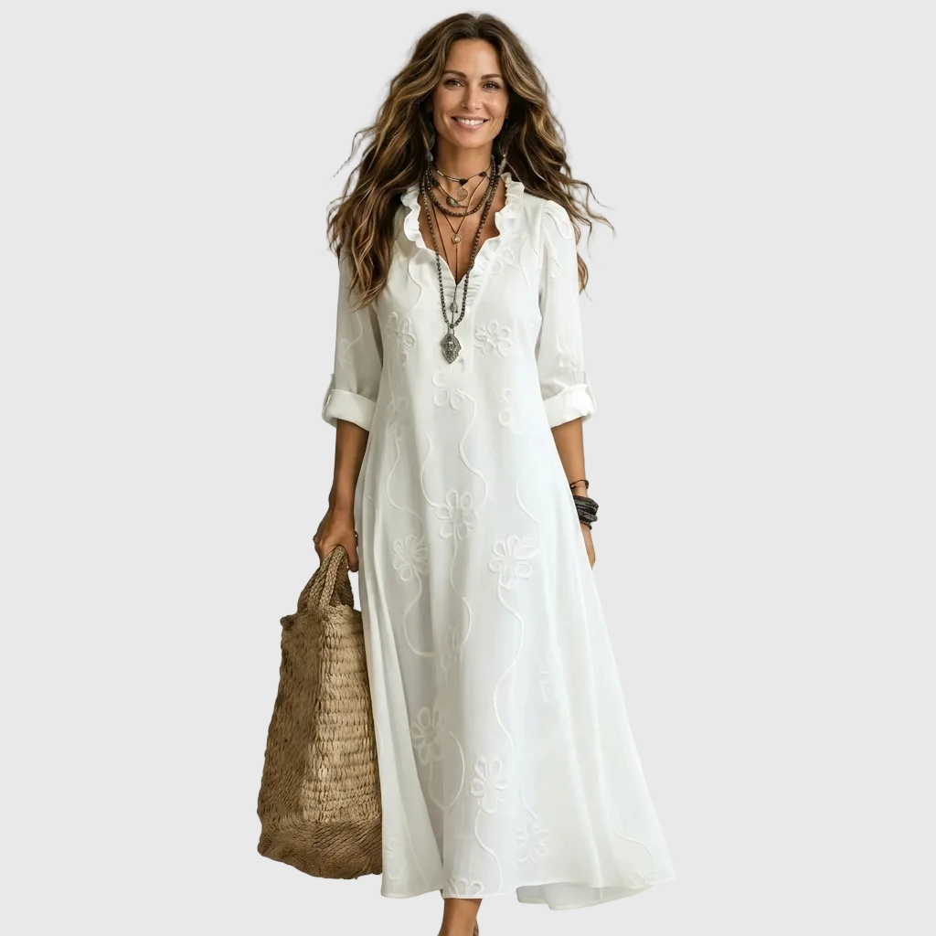 Mariam - Tonal Floral Embroidered Maxi Dress