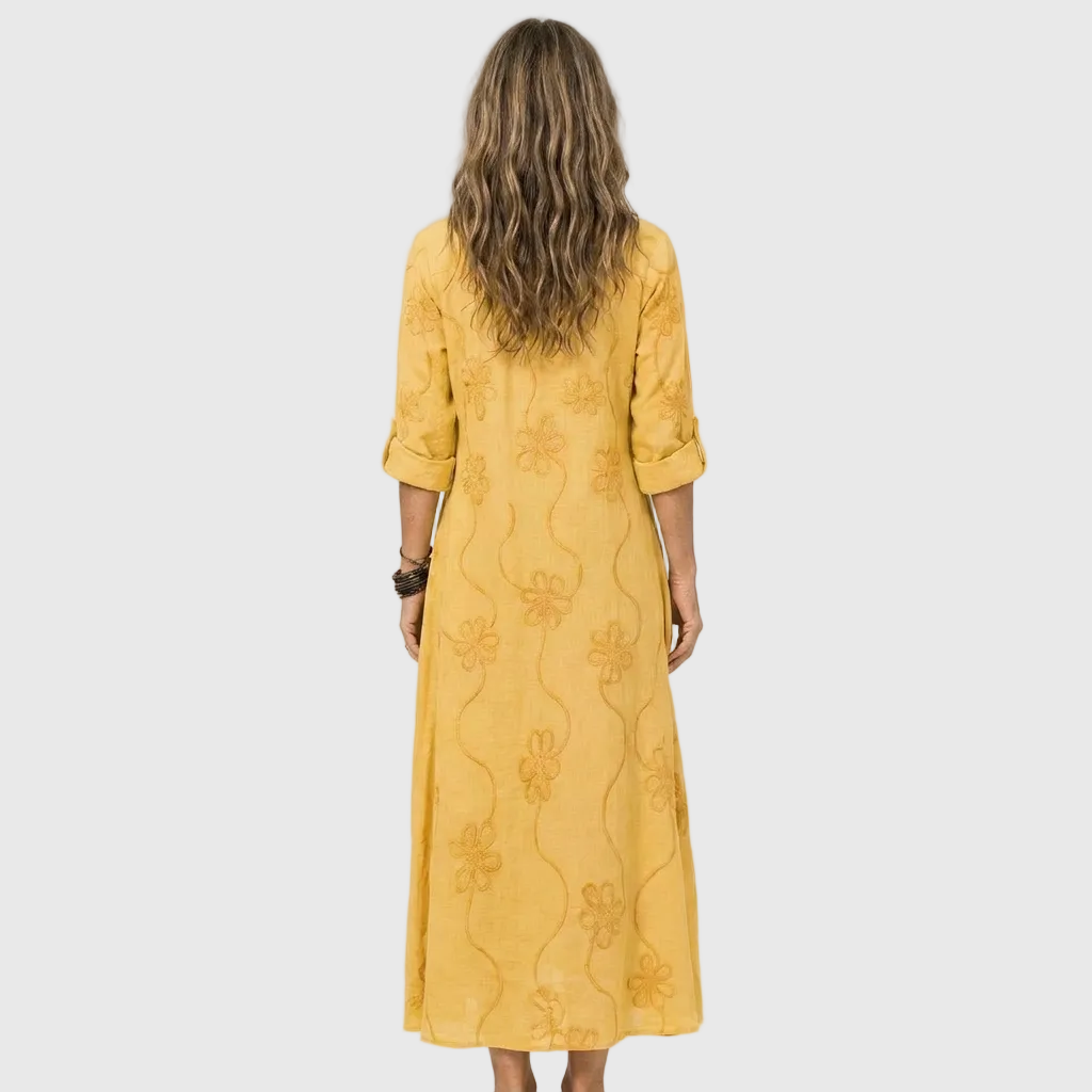 Mariam - Tonal Floral Embroidered Maxi Dress