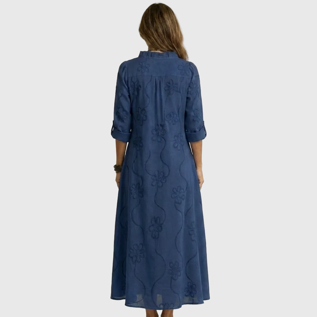 Mariam - Tonal Floral Embroidered Maxi Dress