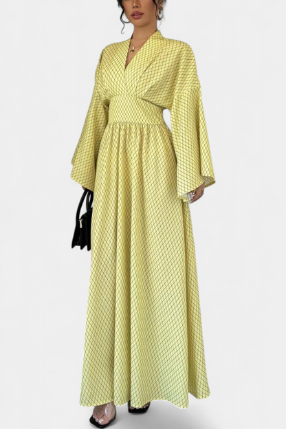 Avenna - Geometric V-Neck Maxi Dress