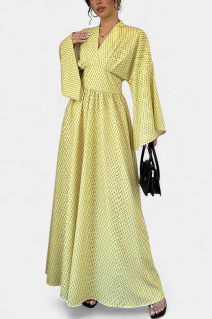 Avenna - Geometric V-Neck Maxi Dress
