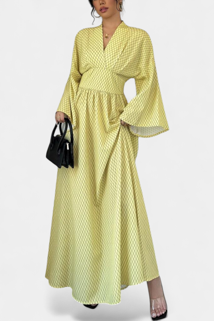 Avenna - Geometric V-Neck Maxi Dress