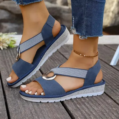 Aurene - Gold-Ring Cross-Strap Sandals