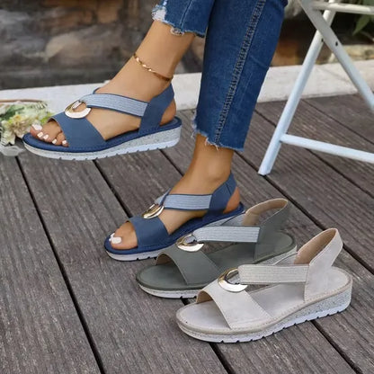 Aurene - Gold-Ring Cross-Strap Sandals