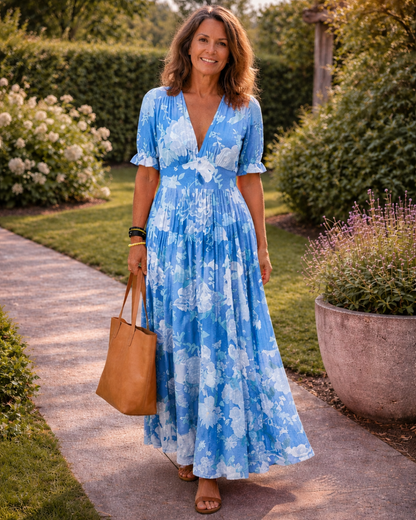 Moreno - Floral V-Neck Midi Dress