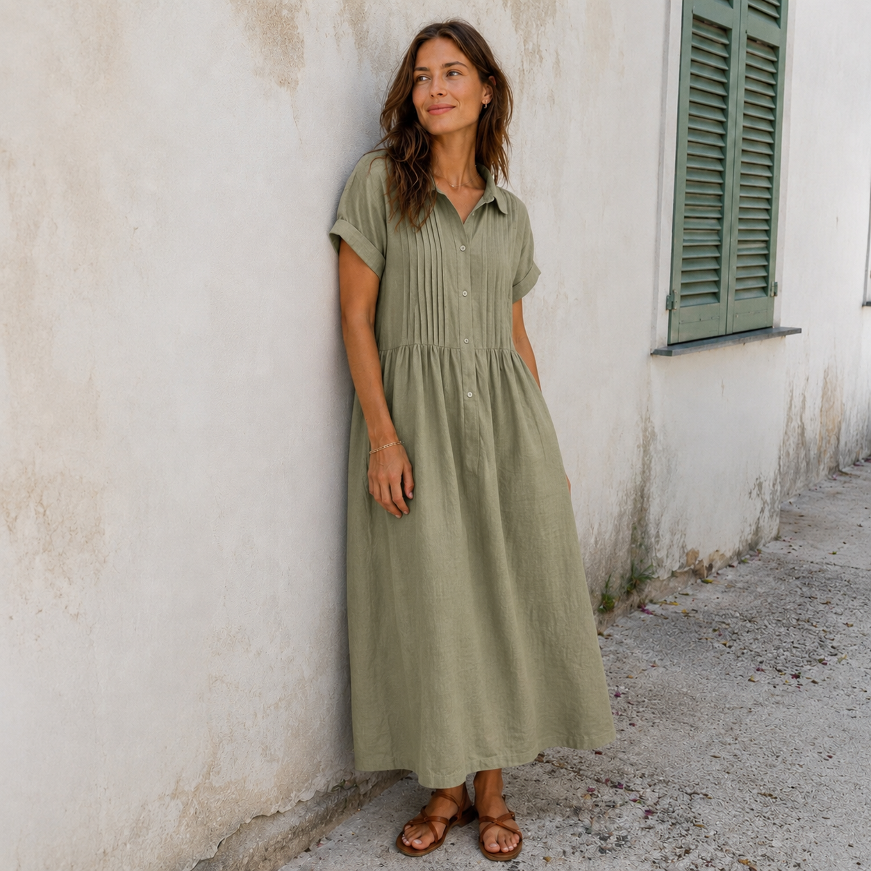 Solenne - Cotton Maxi Shirt Dress