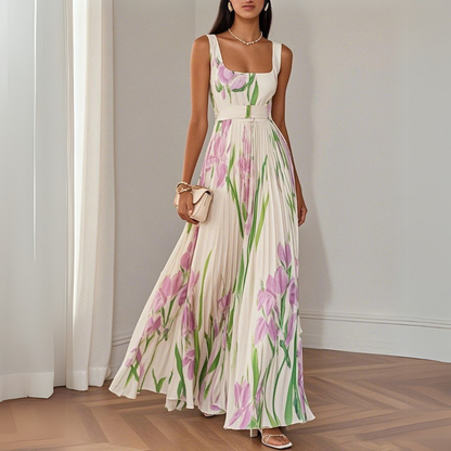 Annabelle - Pleated Floral Maxi Dress
