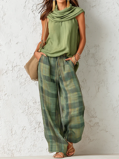 Eszencia - Airy Blouse and Wide-Leg Set