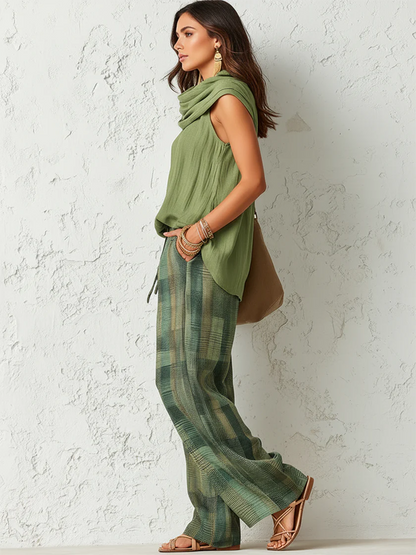 Eszencia - Airy Blouse and Wide-Leg Set