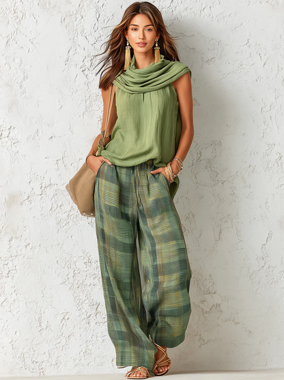 Eszencia - Airy Blouse and Wide-Leg Set