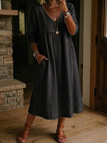 Vistelle - Linen-Cotton Lace Midi Dress