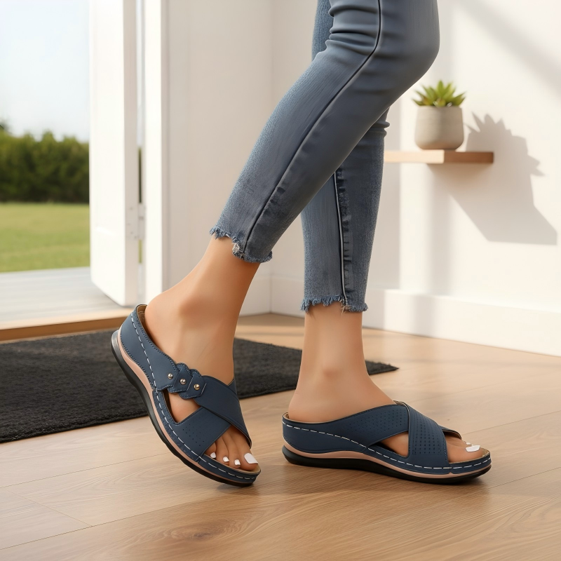Misty - Cross-Strap Wedge Sandals