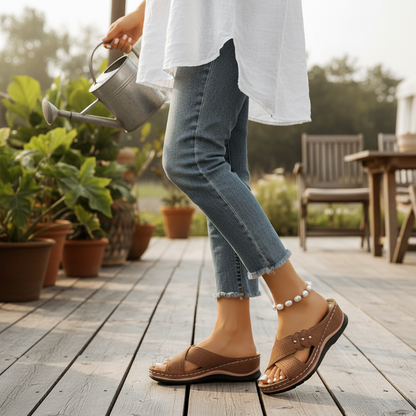 Misty - Cross-Strap Wedge Sandals