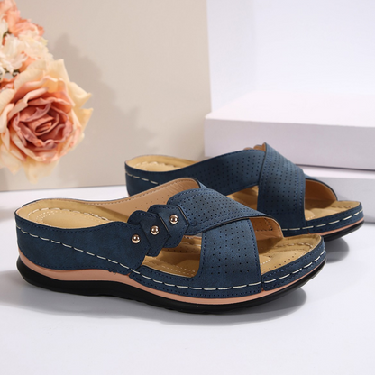 Misty - Cross-Strap Wedge Sandals
