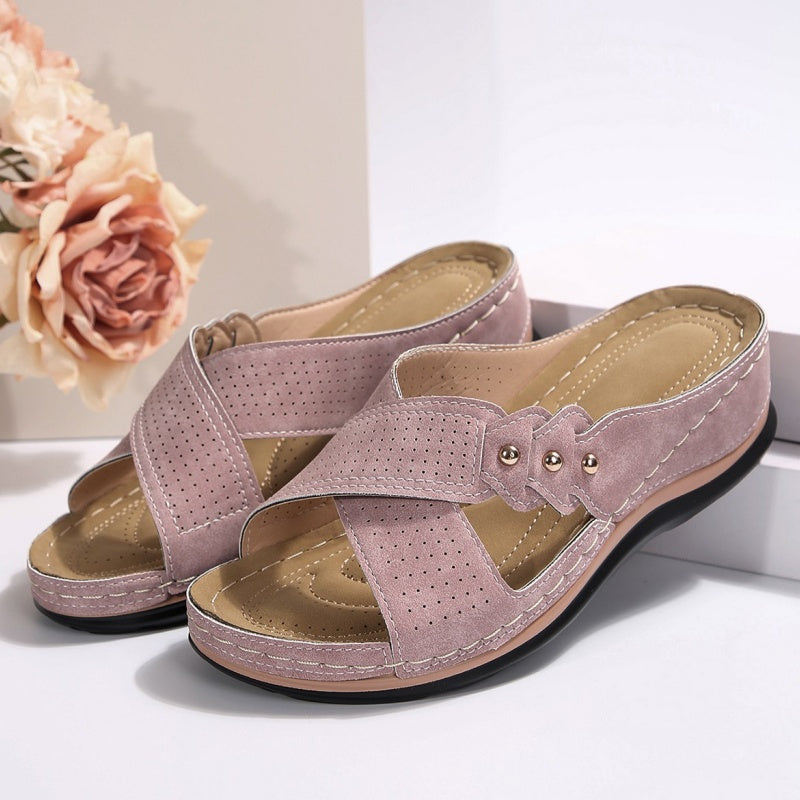 Misty - Cross-Strap Wedge Sandals