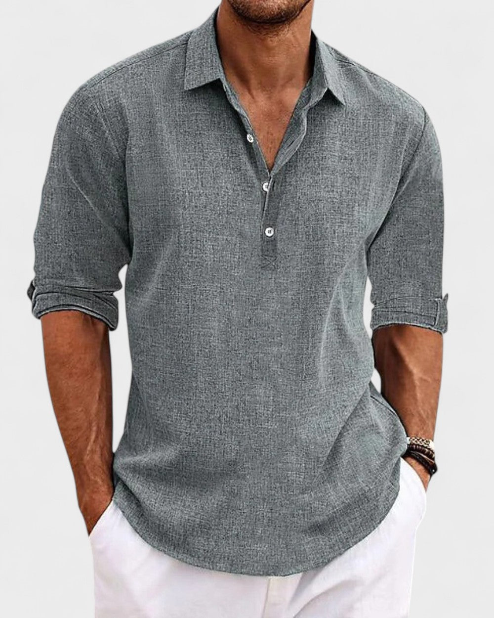 Corvin - Open-Collar Cotton Shirt