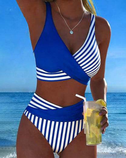 Nerissa - Striped High-Cut Bikini Set